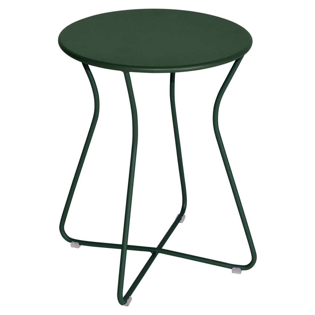 Une table d'appoint Tabouret Cocotte verte avec une base en métal.
