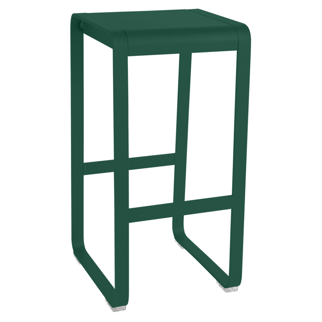 Un Tabouret haut Bellevie vert avec une base noire.