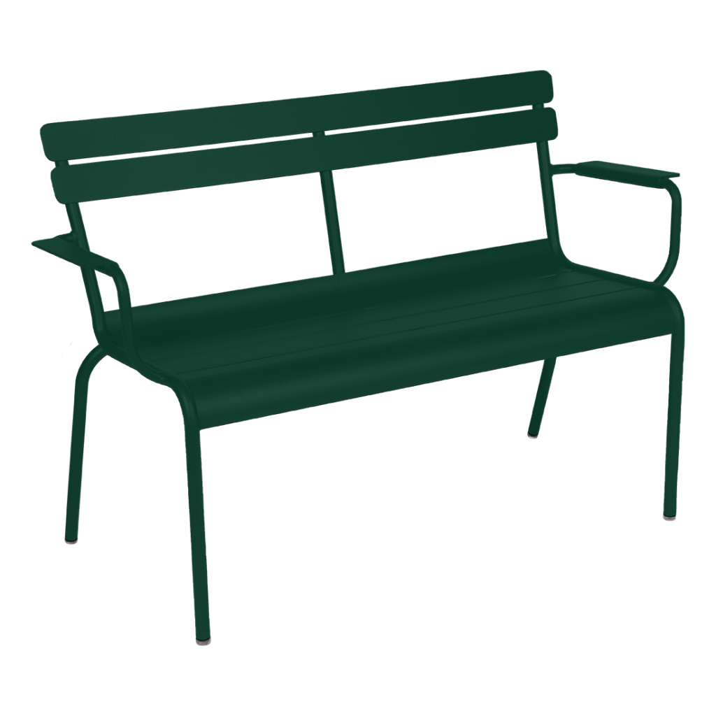 Un Banc Luxembourg vert sur fond blanc.