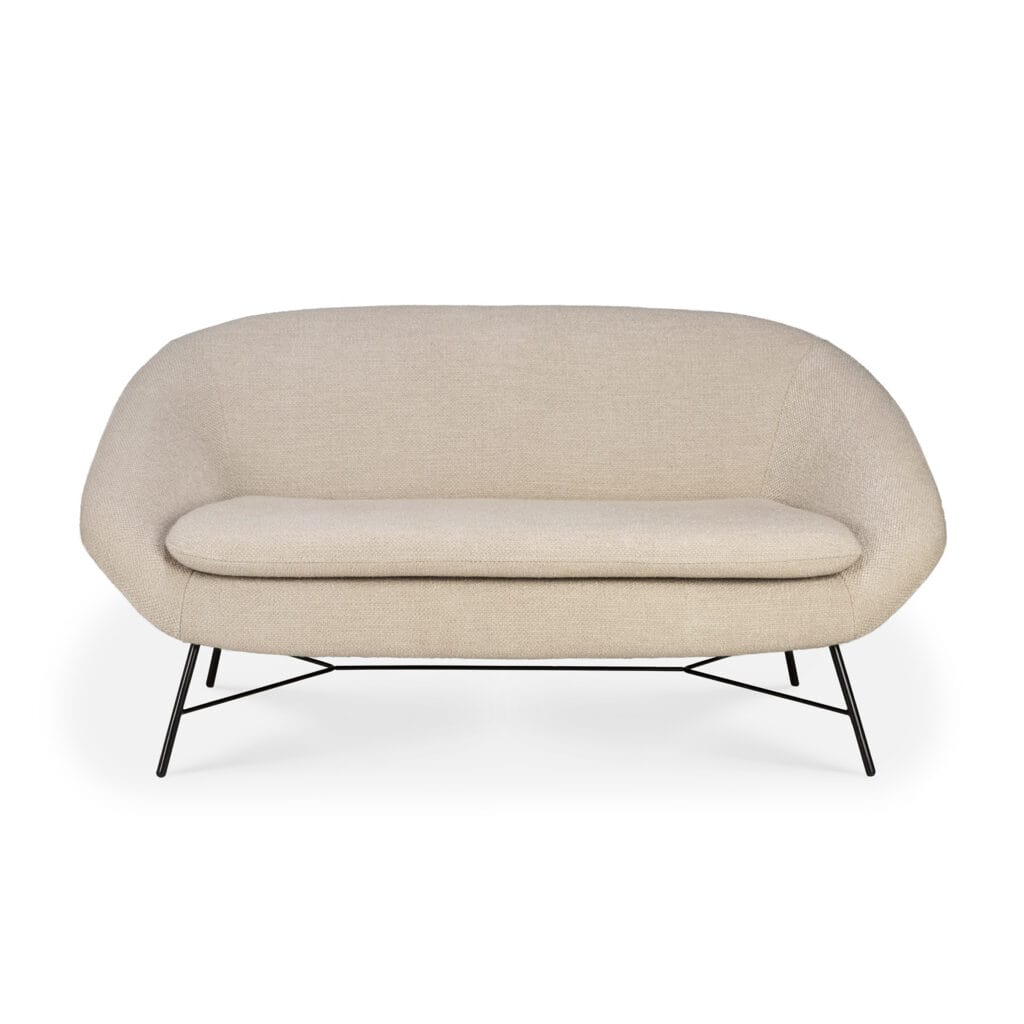 Un Canapé Mellow beige, module 1 place avec pieds noirs sur fond blanc.