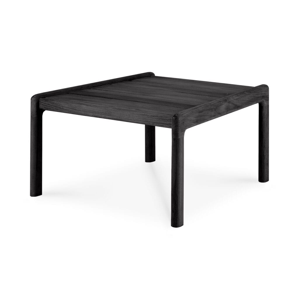 Table d'appoint Jack, teck noir sur un fond blanc