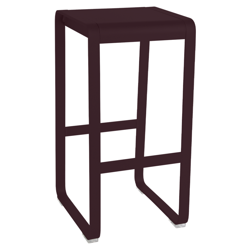 Un tabouret de bar marron foncé avec un cadre noir, Tabouret haut Bellevie.