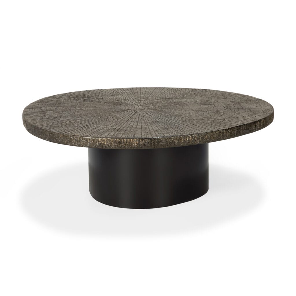 Une table basse ronde avec une base noire. Simple, élégant et parfait pour tout décor de salon. Nom du produit: tranche