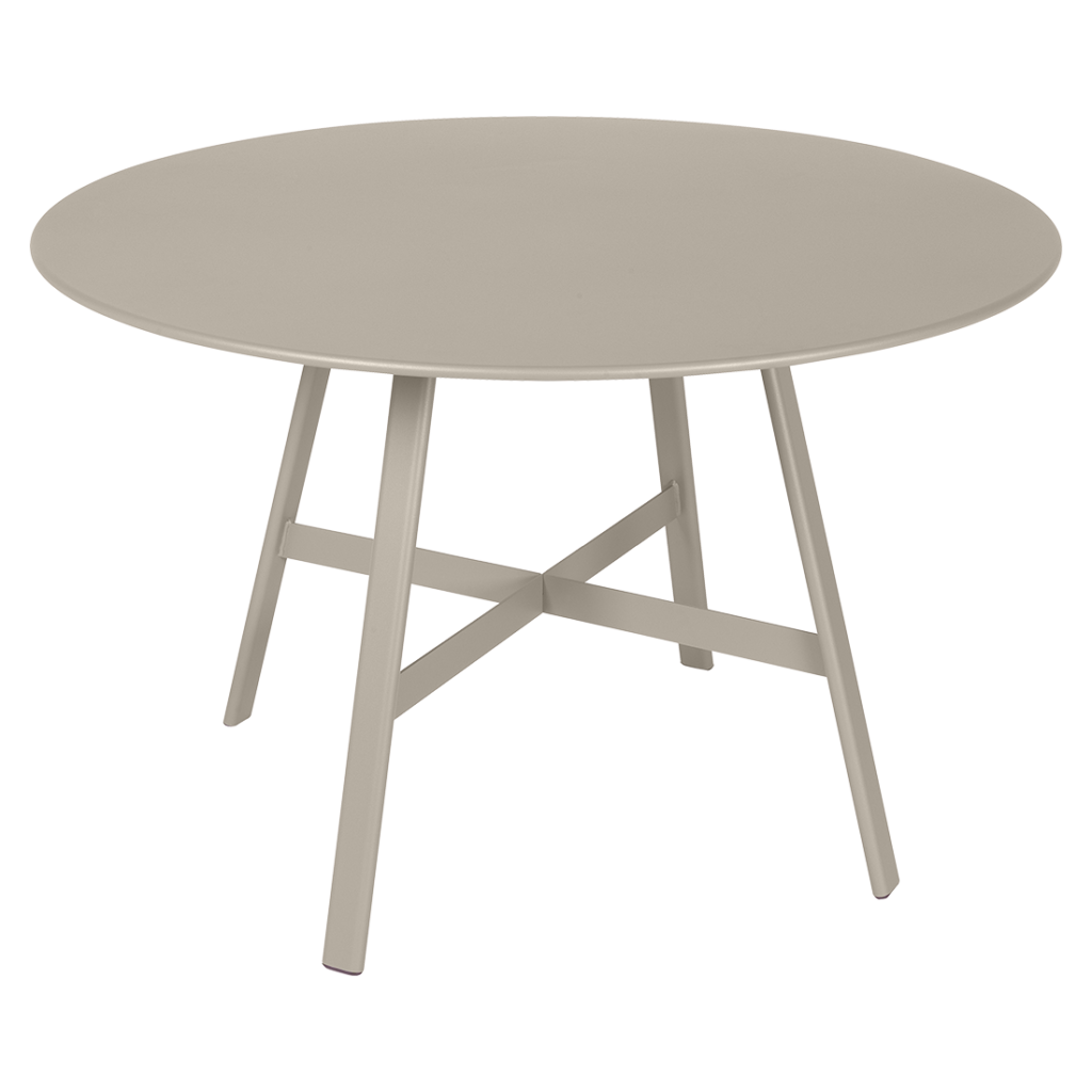 Une Table So'O, diam 117cm mesurant 117cm de diamètre avec un piètement gris.