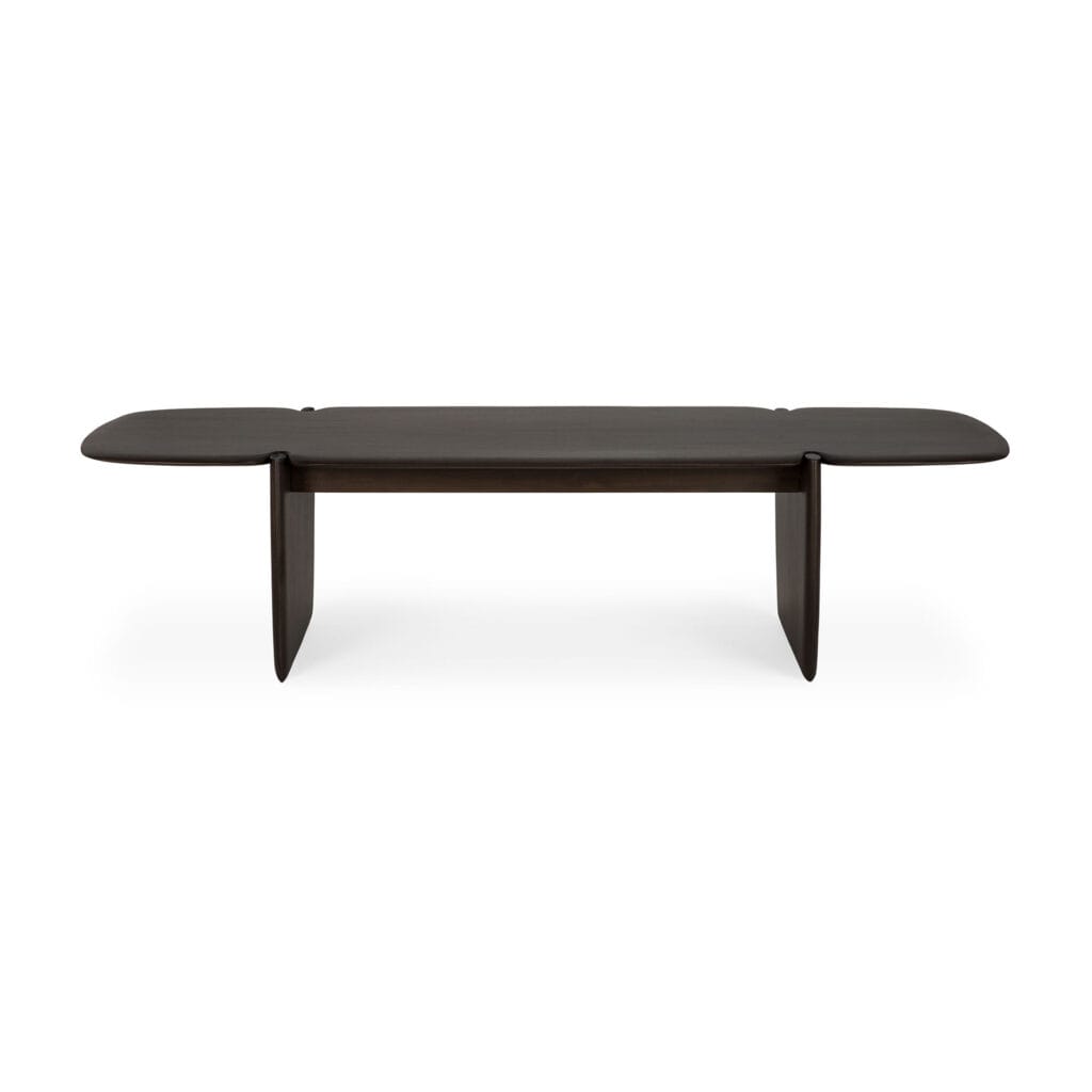 Une table basse noire avec un plateau noir.