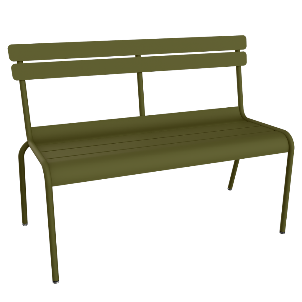 Un banc vert sur fond noir.