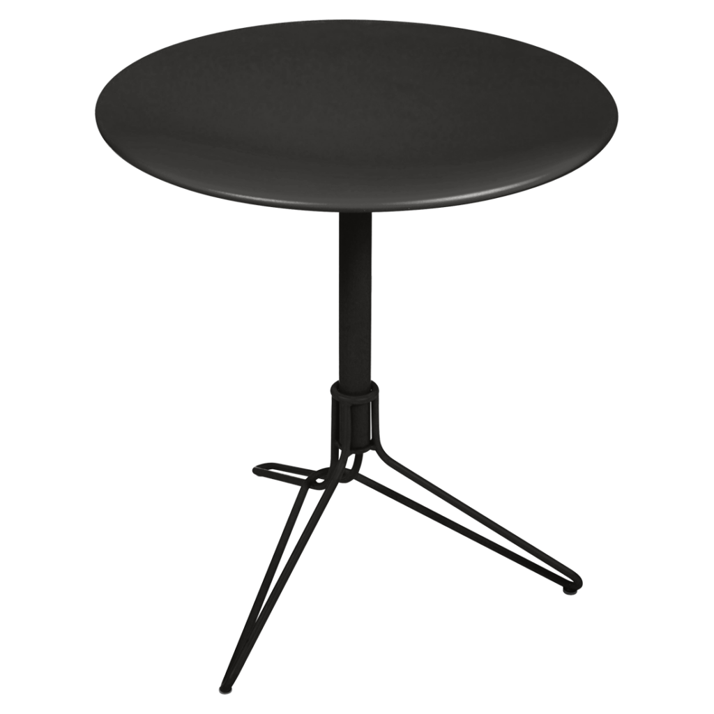 Un tabouret rond noir avec un levier réglable en hauteur, soutenu par une base en étoile à cinq branches et conçu dans le style d'un Pain d'épices.