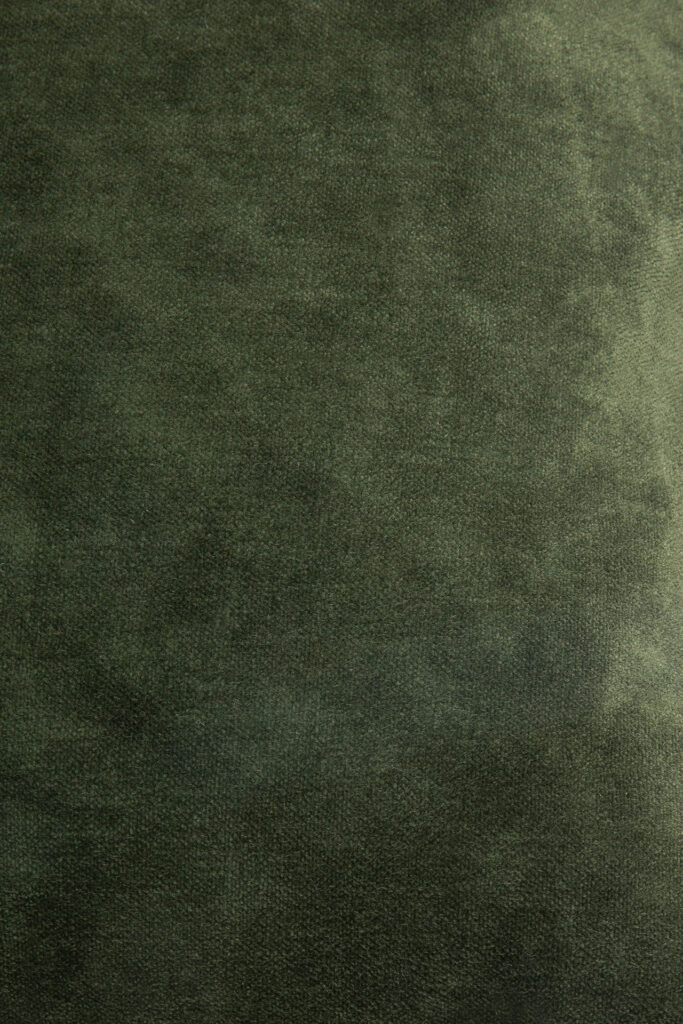 Une image en gros plan d'une surface texturée vert foncé, peut-être en tissu ou en daim, rappelant un coussin en velours.