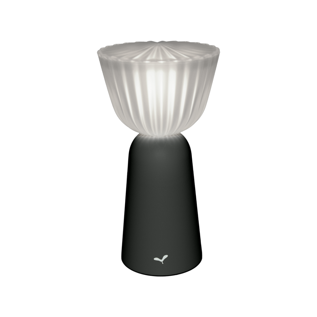 La Lampe Swiing est dotée d'une base noire épurée et d'un abat-jour plissé translucide diffusant une lumière douce. Sa finition cerise noire ajoute une touche d'élégance et de modernité à n'importe quelle pièce.