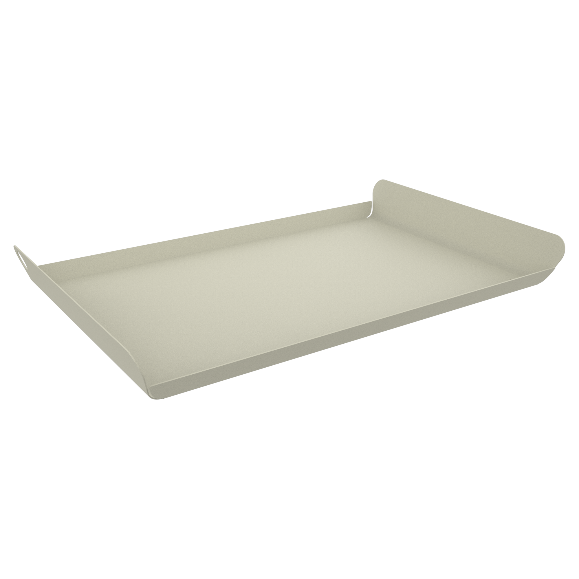 Plateau Carbone Plateau Alto beige, 36 x 23 cm, avec deux bords relevés sur les côtés opposés, présenté sur un fond noir.