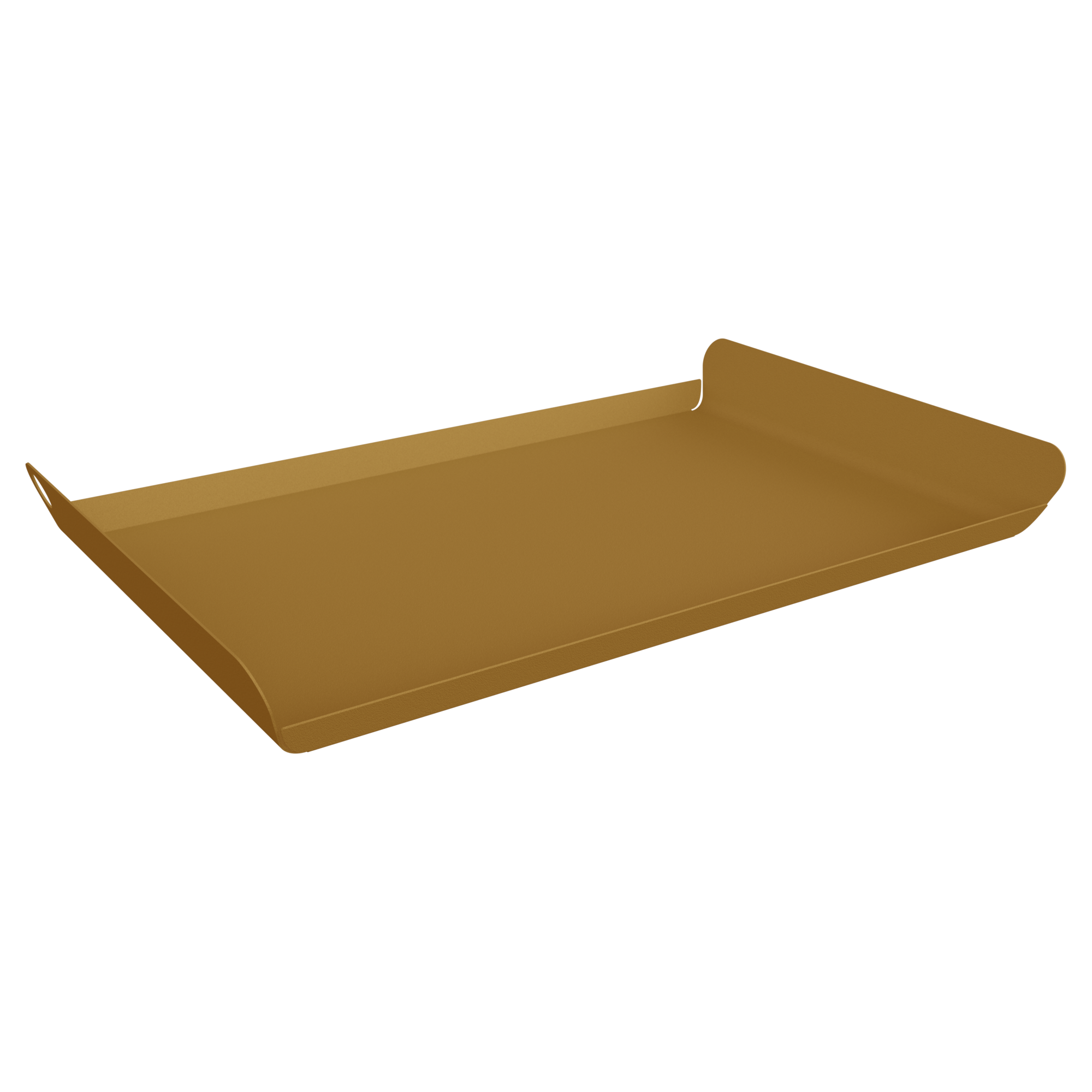 Plaque de cuisson rectangulaire marron Plateau Alto en Miel, mesurant 36 x 23 cm avec des bords surélevés sur deux côtés opposés, présentée sur un fond noir.